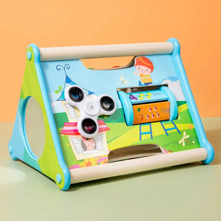 صندوق هدايا خشبي متعدد الوظائف أدوات تعليمية ثلاثية الأبعاد للأطفال Multifunctional Wooden Educational Toolbox Three-in-One Toolbox Children's Educational Toys