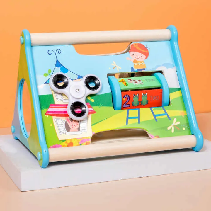 صندوق هدايا خشبي متعدد الوظائف أدوات تعليمية ثلاثية الأبعاد للأطفال Multifunctional Wooden Educational Toolbox Three-in-One Toolbox Children's Educational Toys