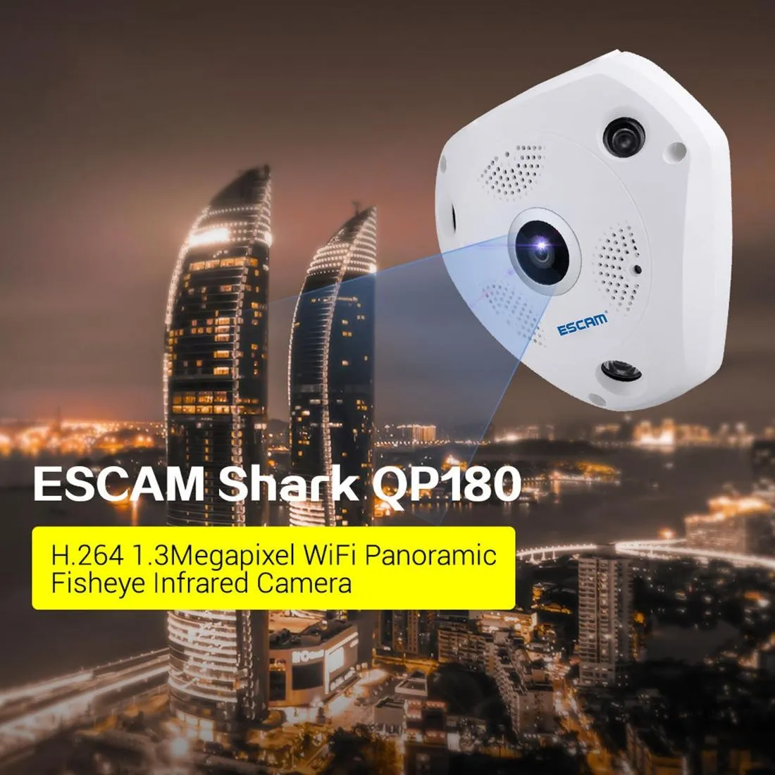 360 Degree Fisheye Lens Wifi Ip Camera With Motion Detection & Night Vision - Shark 960P