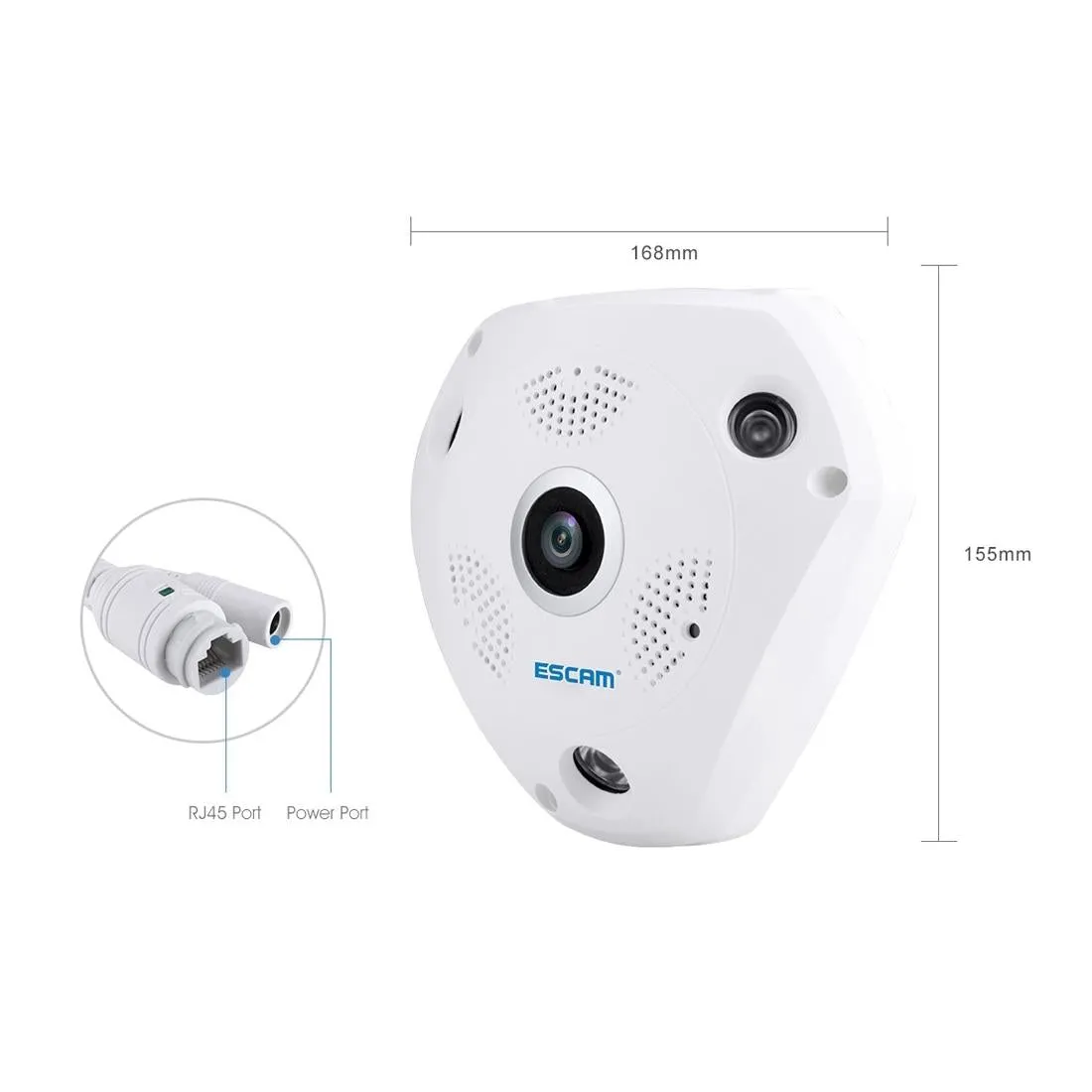 360 Degree Fisheye Lens Wifi Ip Camera With Motion Detection & Night Vision - Shark 960P