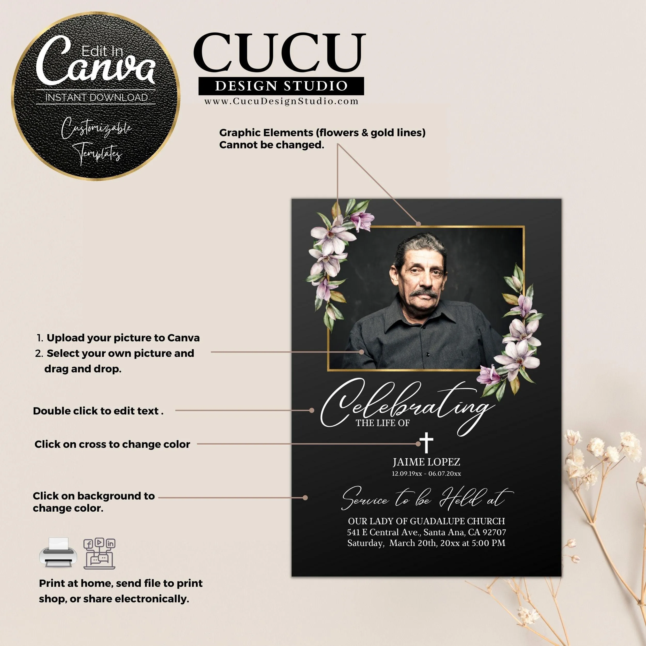 Customizable Memorial Card