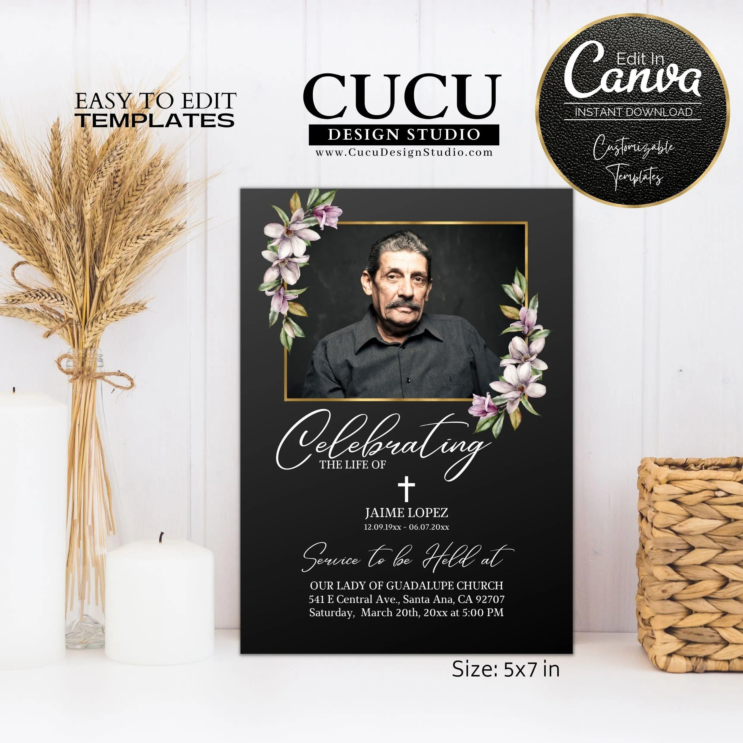 Customizable Memorial Card