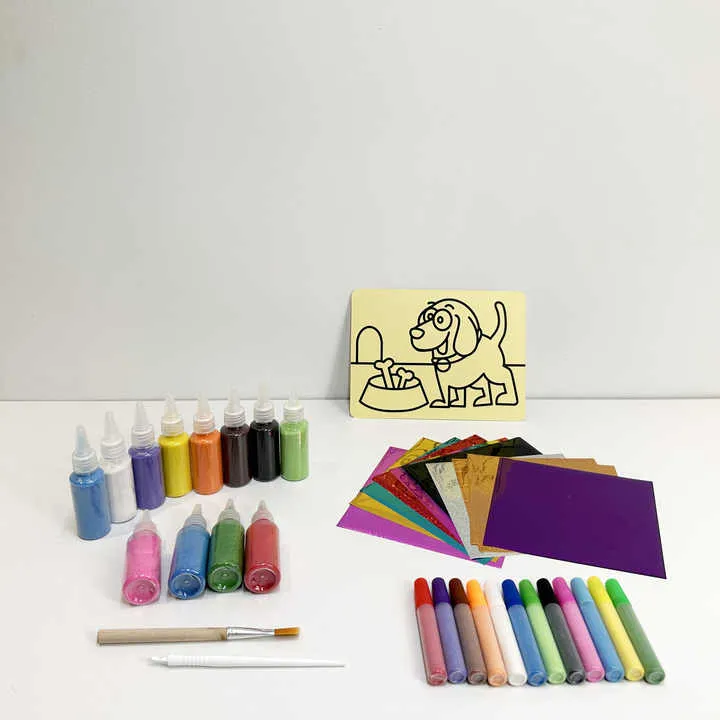 DIY Painting Colorful Cartoon New-بطاقات رسم رملية تعليمية