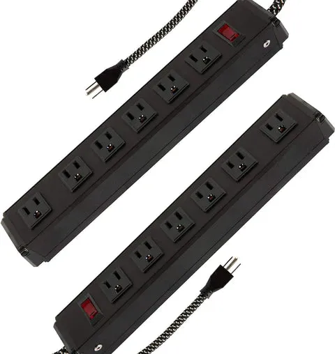 E-Macht Surge Protector Power Strip with Outlets and USB Charging Ports 6-Foot Cord for Home, Office -Black (2, 6 outlets)