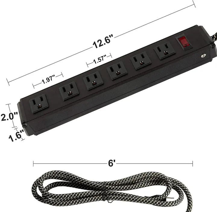 E-Macht Surge Protector Power Strip with Outlets and USB Charging Ports 6-Foot Cord for Home, Office -Black (2, 6 outlets)