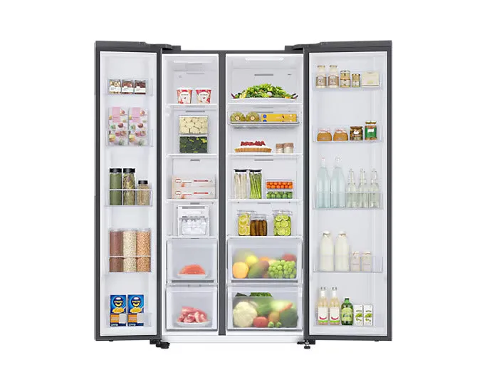 Samsung RS76CB81A333 653L 5-in-1 Convertible BESPOKE Side-by-Side Refrigerator  Twin Cooling Plus, Auto Open Door, AI Energy Mode, Wi-Fi Enabled (Glam Deep Charcoal)